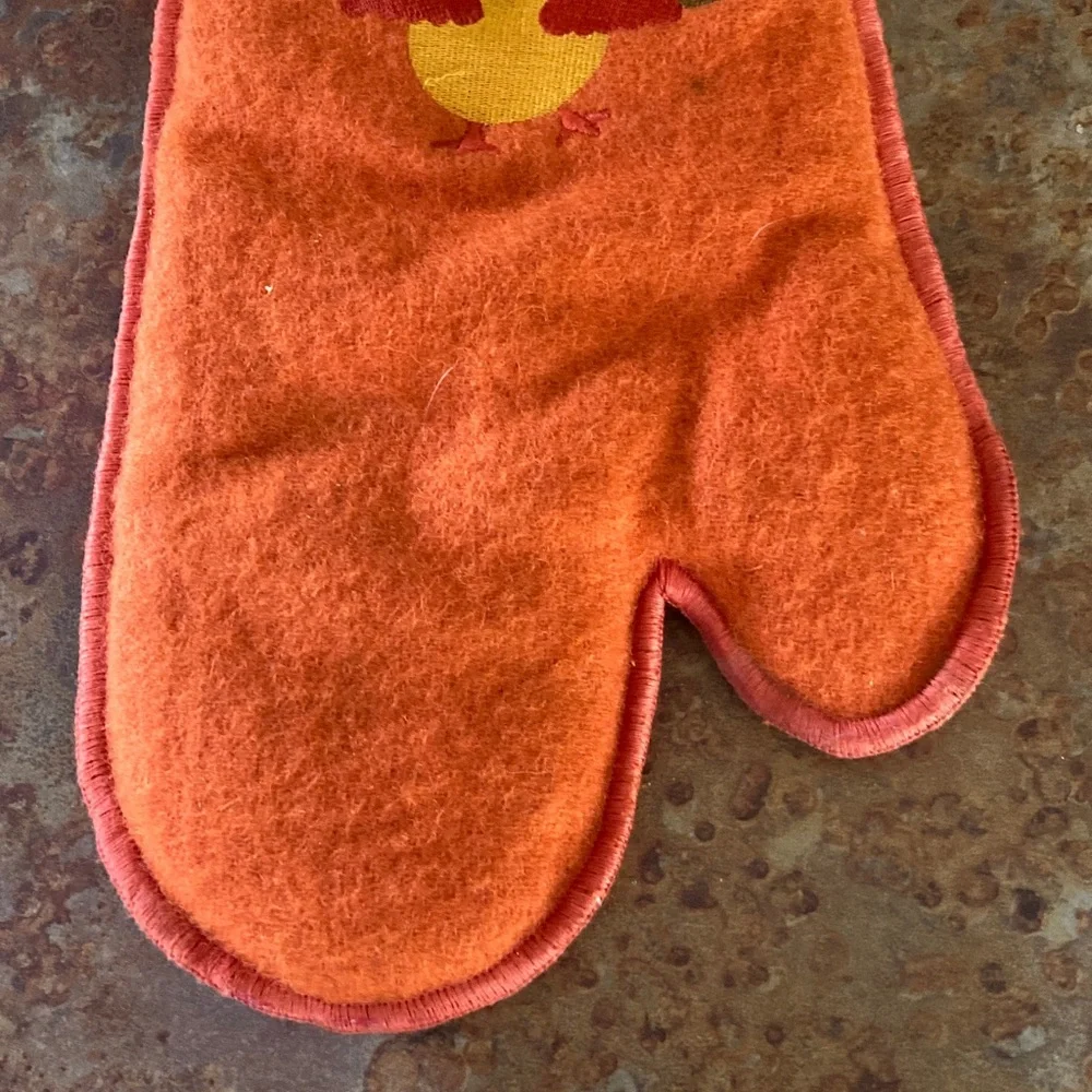 Crate&Barrel Orange Turkey Felt Mitt